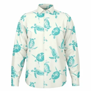 Chemise Homme Blanche À Tortues - Manches Longues