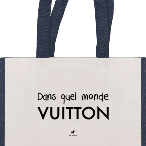 2023 - Sac Cabas en toile de Jute Large "Dans quel monde vuitton"