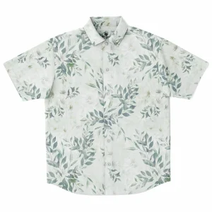 CHEMISE HOMME originale blanche à fleurs - MANCHES COURTES