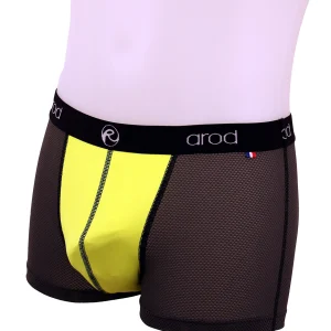 boxer homme coutures plates ZIGGY graphite 3D coquille Jaune FLUO