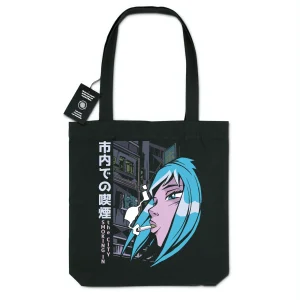 Totebag - BIO - 100% recyclé - "Anime Smoke Girl"