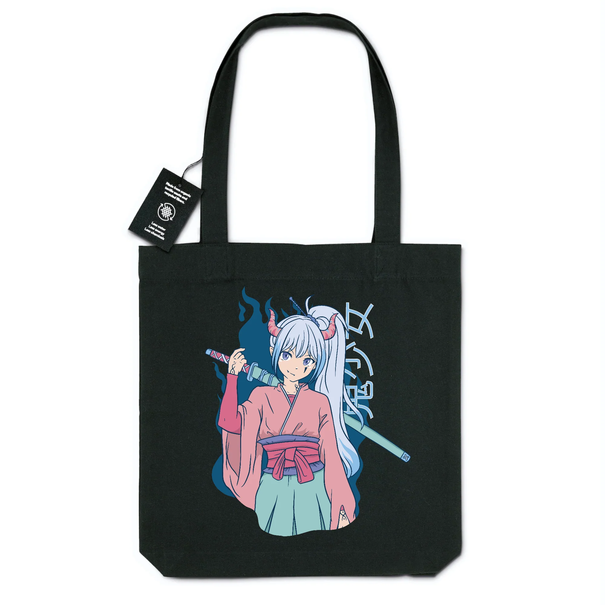 Totebag - BIO - 100% recyclé - "Anime Fight Grirl"