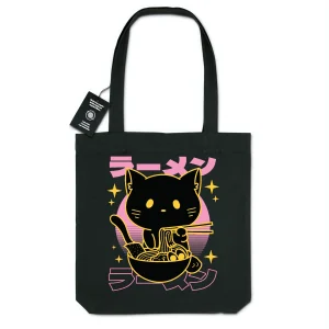 Totebag - BIO - 100% recyclé - "Ramen Retro Cat"