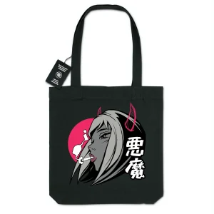 Totebag - BIO - 100% recyclé - "Demon Girl Horns"