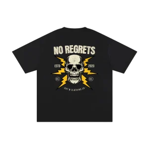 T-shirt Oversize "No Regrets" – Crâne & Éclairs | CHT'M Streetwear Unisexe