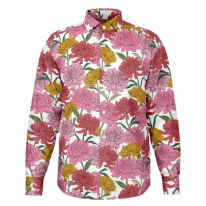 Chemise Homme À Fleurs Roses - Manches Longues