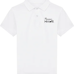 Polo Enfant blanc en coton Bio brodé Mr Hmar
