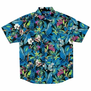 CHEMISE HOMME MANCHES COURTES à fleurs bleues
