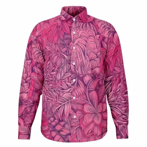 Chemise Homme Manches Longues À Fleurs Rose