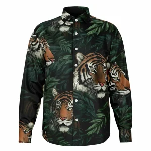 Chemise Homme Manches Longues - Tigre En Savane