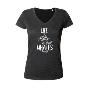T-shirt col V Life is Better with Whales