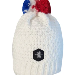 Bonnet coloris Blanc pompon Tricolore - ref. ASKI - marque BLANC BONNET