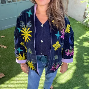 VESTE VELOURS MATELASSÉE BLEU MARINE THE CORNER