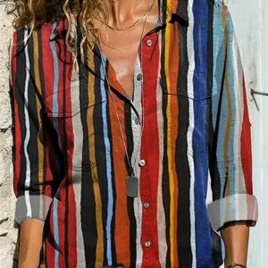 Chemise à Rayure Hippie Femme