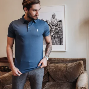 POLO EMBLÈME BLEU PÉTROLE