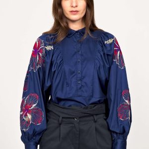 Chemise Carina Hibiscus Bleu Marine