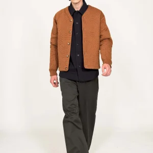 Cardigan Matelassé Boutonné Omar Marron Clair