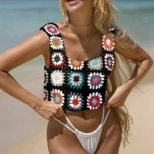 Crop Top Crochet Femme