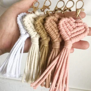 Porte Clé Macramé Cœur