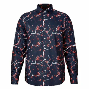 Chemise Homme Bleu Marine À Motifs Japonais - Manches Longues