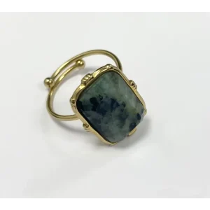 BAGUE PIERRE VERTE OLIVE
