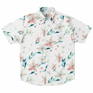 CHEMISE HOMME originale blanche style floral - MANCHES COURTES