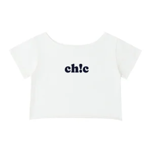 T-shirt femme en coton à ourlet roulé à épaules dénudées