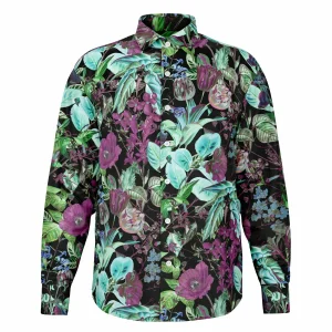 Chemise Homme Originale À Fleurs Mauves - Manches Longues