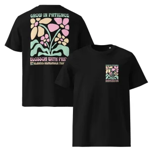 T-shirt femme personnalisé bio - Grow In Patience Blossom With Pride Retro Groovyton